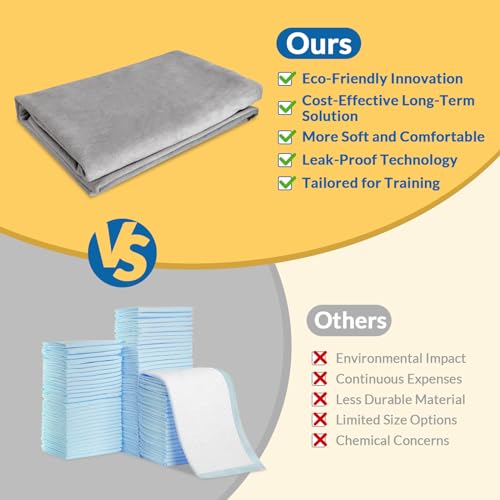 Image of Washable Pee Pad for Dogs 48 inch*66 inch Light Grey Thick Reusable Puppy Mat Strong Absorbing Leak-Proof Chew-Proof Non-Slip Dog Whelping Playpen Pad