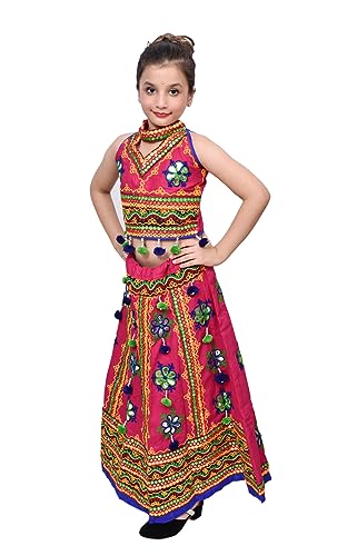 Image of AHHAAAA Girls Cotton Radha Dress Leghnga Choli Chania Choli with Dupatta Set 002