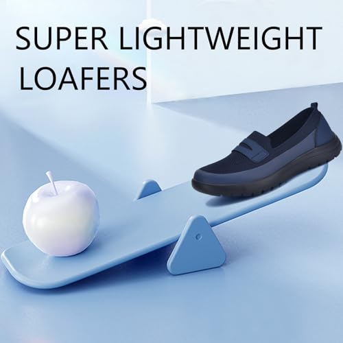 Image of Buyrew Loafers for Women - Comfortable Mesh Knit Slip On Walking Shoes with Arch Support - Dressy Business Casual Work Flats for Standing All Day - Lightweight Breathable Penny Loafers