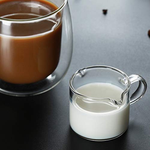 Cabilock 2 vasos medidores de cristal con 2 boquillas con mango, para beber leche, café, medición, barista, 70 ml… - Imagen 6