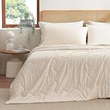 Picture of Snuggle Sac Queen Size Cooling Blanket Beige, Q-Max 0.4 Soft Silky Cooling Comforters for Hot Sleepers, All Season Reversible Bedding Comforter Queen Size, 90x90 inches, Beige