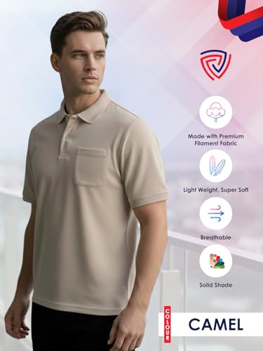 Image of Lux Cozi Men's Cotton Blend Polo T-Shirt with Chest Pocket | Collar T-Shirts for Men | Half Sleeves | Plain - Regular Fit (Pack of 2)