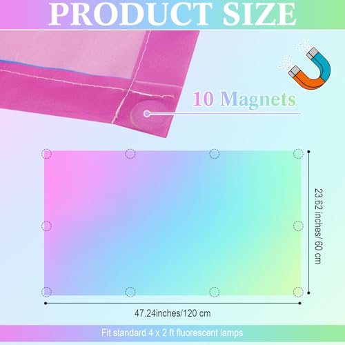 Image of VIHOSE 6 Pcs Fluorescent Light Covers for Ceiling Lights Classroom Magnetic Light Covers Classroom Filters Office School Drop Ceiling, 4 x 2 ft(Neon)