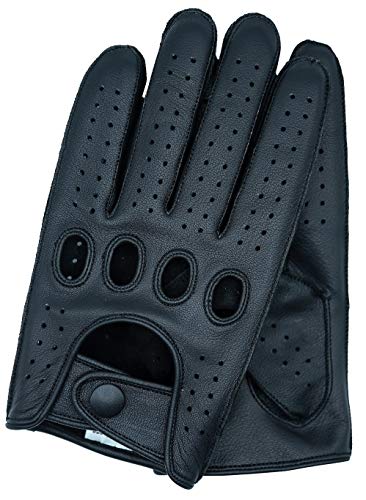 Riparo Women Genuine Leather Reverse Stitched Full-Finger Driving Motorcycle Gloves (6, Black)