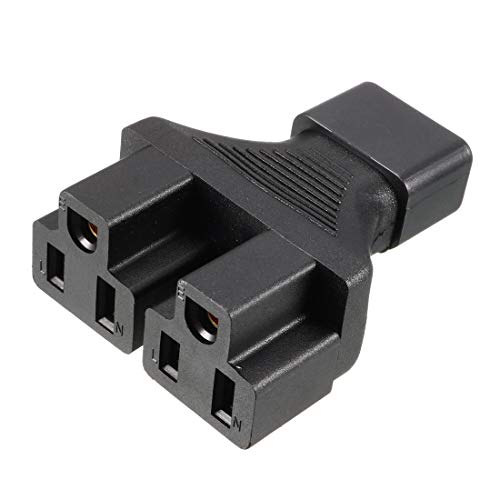 sourcing map Convertidor de Adaptador de Corriente alterna de zócalo Negro US NEMA 5-15R de 2 Hembra a IEC320 C14