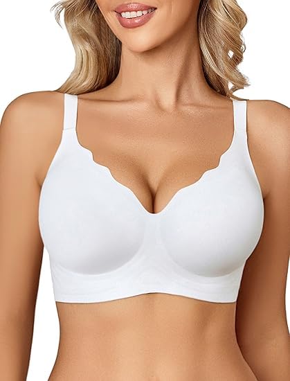 La Mejor Recopilación de Brasier más recomendados. 49 LYSSIID Sujetador Sin Aros para Mujer,Fruncido Sin Costuras,Soporte De Cobertura Total,Sujetador Diario En V Festoneada(MX/US, Alfa, X-Grande, Regular, Regular, Blanco-02)