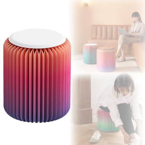 MDDKOP 折りたたみ ペーパースツール、紙折りたきスツールPUクッション、ポータブル環境にやさしいクラフト紙ハニカム構造設計、耐荷重300kg 工具不要 組み立て簡単 隙間収納 おしゃれ シンプル モダン リビング 洋服店 玄関 デパート 室内 屋外用