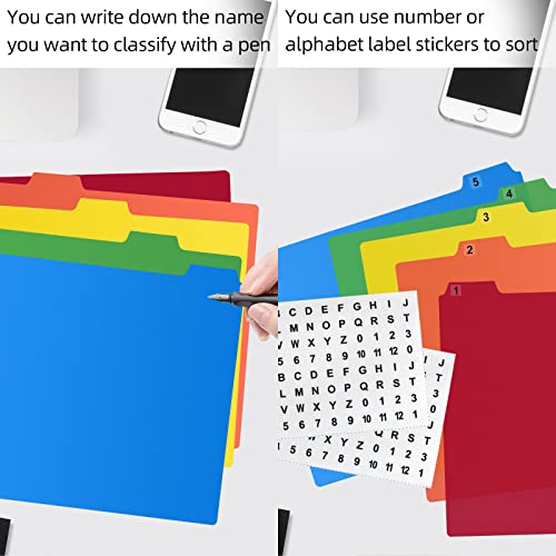 25 Pieces Top Tab File Guides Set Letter Size File Cabinet Dividers With Alphabet 1/5-Cut Tab File Drawer Guides Plastic File Organizer Guides For Office Business Classroom #TOP2