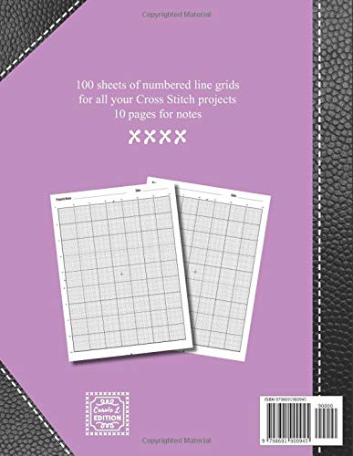 Cross Stitch Graph Paper notebook 16 count: v1-1 Create embroidery designs whith 100 pattern sheets + 10 pages for notes | Large format 8,5"x11" | pink - Image 2