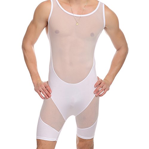 ONEFIT Men's Mesh Bodysuits Jumpsuit Undershirt Jockstrap Wrestling Singlet Bodysuit Underwear