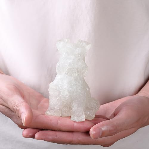 Figura de perro Schnauzer en cristal blanco de 4 pulg miniatura 5