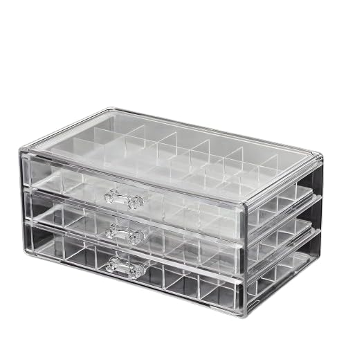 Transparent Acrylic Jewellery Organizer Box with 3 Drawers & Lid, Multi ...