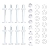 [Tiszink] 透明ピアス ガラスピアス 16g【8個ピアス+22個キャッチ】 ピアス 透明 強化ガラス 軟骨ピアス 軟骨 ボディピアス ピアッサー つけっぱなし ホールキープ へそピアス シリコンキャッチ 金属アレルギー対応 全長11mm