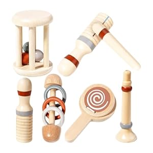 Wooden Baby Rattle Set, Wooden Hand...