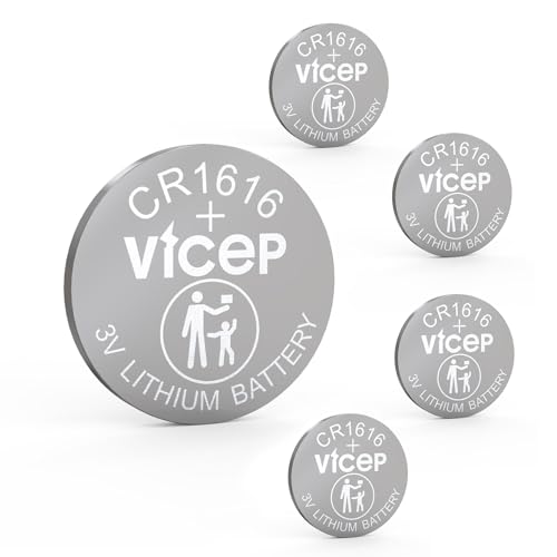 ViCep 5-Pack CR1616 Battery CR 1616 3V Lithium Batteries for Car Key Fob Watches Remote Control Calculator & More Individual Wrapped