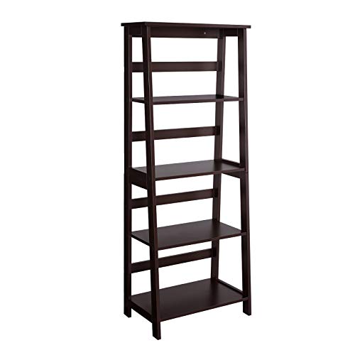 VASAGLE Simple Ladder Shelf, 4-Tier Bookcase, Multifunctional Display Stand for Living Room, Engineered Wood Stand for Sunroom, Brown ULLS90BRV1