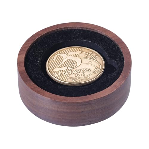 Caja exhibidora de monedas de madera 45mm sin tapa miniatura 1