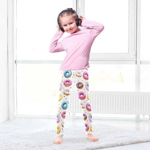 Wusikd Doughnuts Girls' Leggings Toddler Doodles Colorful Kids Yoga Pants Dance Active Tights 4T4