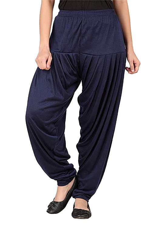 Image of Ultra Soft Rayon Viscose Solid Attractive Pleated Pattern Casual wear Patiala Pants for Womens