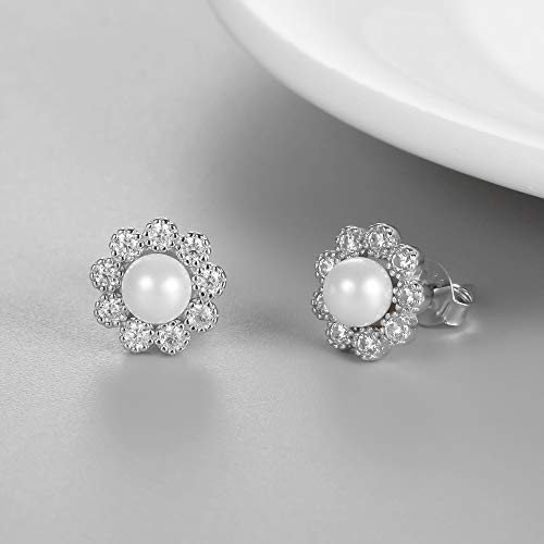 Boucles d'oreilles argent anti-allergie avec perle et zircon doux - 3