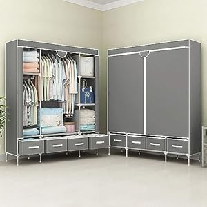 Anmas Power Stoff Kleiderschrank mit Schubladen