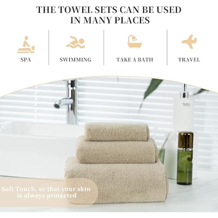 MICROFI New Microfiber Bath Towel Set, 3 Piece, Oversize, Quick Dry, Lint Free, Includes Body, Hand and Face Towels