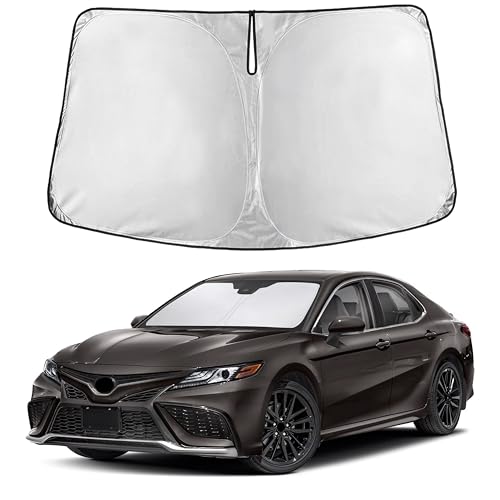 EcoNour Windshield Sunshade for Cars | Full-Coverage Heat & UV Protection | High-Performance Light Blocking Sun Shade | Foldable Design Keeps Interior Cool | Compact Storage- Toyota Camry
