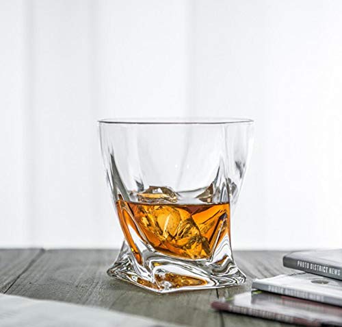 Image of Crystal Whiskey Glasses Set of 6, Large Lead-Free Crystal Glass, Tasting Cups Scotch Glasses, Old Fashioned Glass, Tumblers for Drinking Irish Whisky, Bourbon, Tequila (Twist, 10 oz)