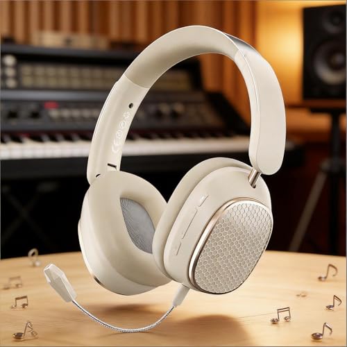 Image of Professional Over-Ear Wireless Bluetooth Headphones with Active Noise Cancelling (Up to 48dB), Hi-Res Audio, 60H Playtime, Foldable & Detachable Mic, Wired /Wireless Dual Mode, M12 Khaki.