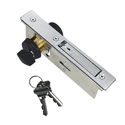 Storefront Door Lock Alsecure Commerical Mortise Lock, Swing Deadbolt & Solid Brass Cylinder Combo With Key & Thumbturn Keyed Alike For Aluminum/ Zinc Alloy Shop Doors, 1.1/8" Backset,Black #TOP1