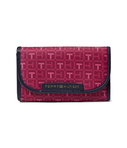 Tommy Hilfiger Kennedy II Flap Continental Wallet-Coated Square Monogram Italian Wine/Eccentric Magenta One Size