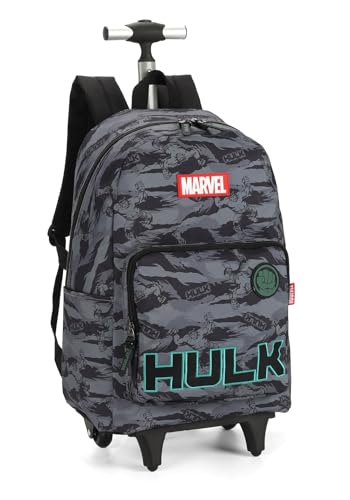 Mochila Rodas Juvenil Hulk Marvel Luxcel MC47052AG Camuflada Cor:Preto