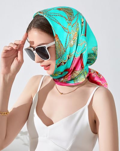 𝟑𝟓” Satin Head Scarf for Women, Large Square Silk Like Head Scarf for Hair Wrapping and Sleeping at Night3
