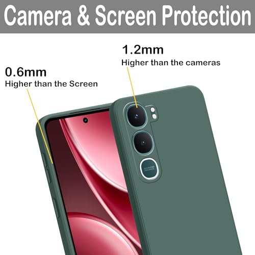 Image of amazon basics Back Cover for Vivo Y31 5G | Ultra Slim Soft Rubberised Case | Matte Silicone Flexible Mobile Case | Camera Protection - Green