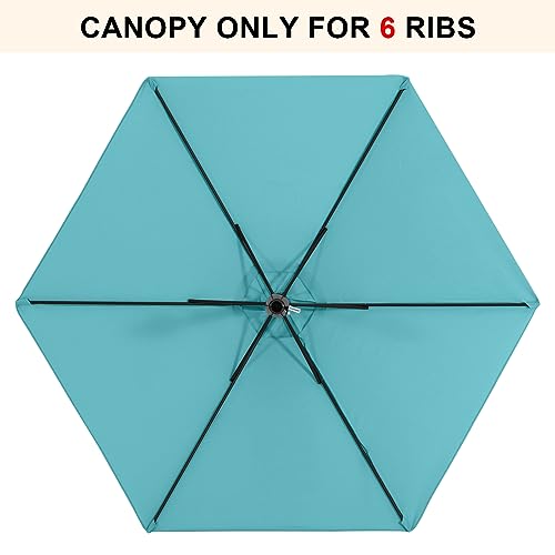 Image of MASTERCANOPY Patio Umbrella 9 ft Replacement Canopy for 6 Ribs-Turquoise Canopy Only