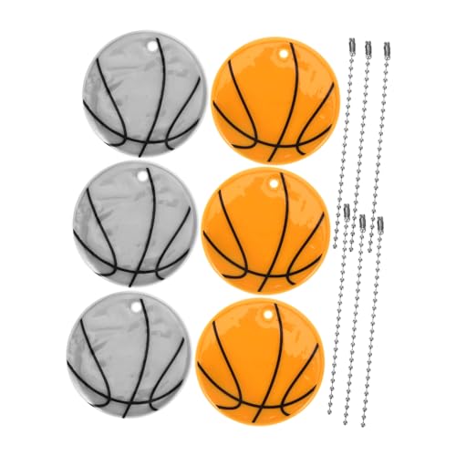 BESPORTBLE 6Pcs Basketball Reflective Pendants for Bags Durable Keychain Accessories High Visibility Reflectors for Backpacks and Bike