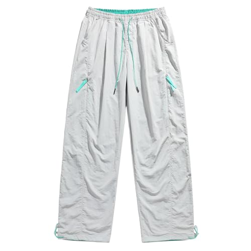Jogging homme pantalon baggy blanc avec poches cargo et fermeture à glissière