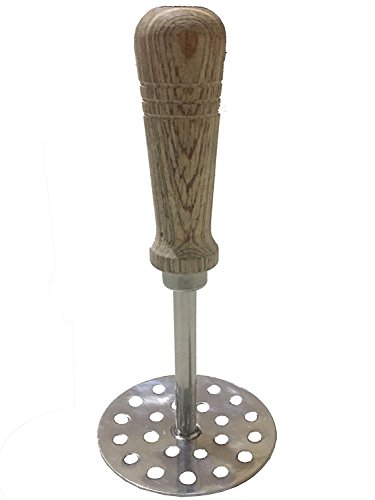 Shradha Trading Potato Masher, Bean Masher, Pea Masher, Crusher, Ricer, Stainless Steel, Silver, Wooden Handle