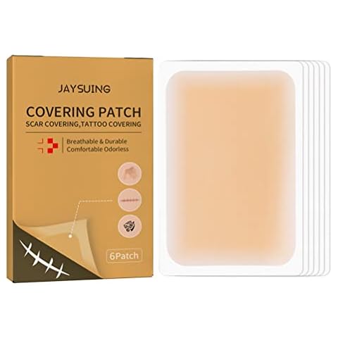 KKPLZZ 6 Pack Tattoo Flaw Cover Up Stickers, Tattoo Scar Birthmark Flaw Concealing Tapes, Waterproof Tattoo Cover Compression Ultra Thin Patch for Tattoo Scar Birthmark Cover