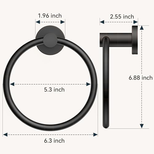 Image of FORIOUS Towel Ring, SUS304 Stainless Steel Modern Hand Towel Holder Rack Hanger Round for Bathroom Wall Mounted, Ideal for Bath, Kitchen, RV, Oil Rubbed Bronze