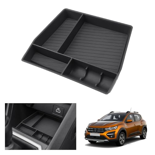 GAFAT Dacia Sandero 3/Stepway 3/Dacia Jogger 2025 2026-2021 Boîte de Rangement pour Console Centrale, Sandero 3 Stepway Organiseur Plateau Inférieur de...