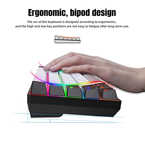 Snpurdiri Wired 60% Mechanical Gaming Keyboard, Blue Switch Full Anti-Ghosting Portable Mini Keyboard, For Windows Laptop Pc Mac - White/Black #TOP4