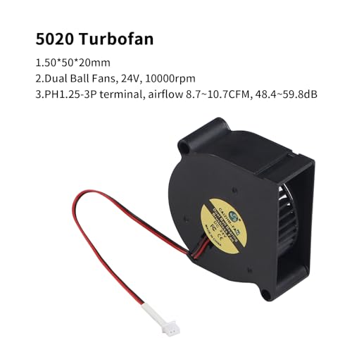 BCZAMD 3D Drucker Teil - SV08 Zubehör: Hotend Fan Cooling 50 * 50 * 20mm 24V mit Kabel 160mm Kompatibel mit SV08 Extruder Heizblock Düsenkühler – Bild 4