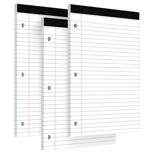 Bloc legal de 3 agujeros 8.5 x 11 evita hojas rotas con su papel rayado para carpetas anillas