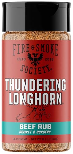 Fire & Smoke Society Thundering Longhorn Steak Seasoning | 6.1 oz M | Steak Rub for Smoking and Grilling Meat | Brisket, Burgers Dry BBQ Rubs and Spices