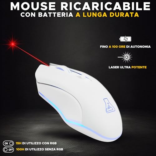 The G-Lab - Kult Helium Wireless - Souris Gamer sans Fil Blanche- Capteur Optique 6400 DPI, Rétroéclairage 7 Couleurs, 6 Boutons - Souris Gaming Ultra réactive- Compatible PC/PS4/PS5 – Blanche - 2024 - Mouse gaming - Immagine 3