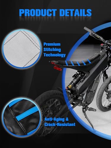 Image of Seat Cover for Talaria XXX X3, Electric Dirt Bike Soft Seat Cover Compatible Fit for Taparia X3 Ribbed Easy Installation Blue