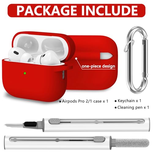 Image of Ljusmicker for AirPods Pro Case Cover with Cleaner Kit,Deep Red