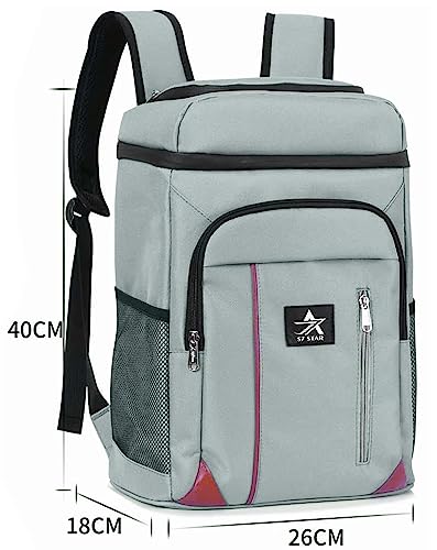 Mochila Nevera Isotermica Bolsa Refrigeradora Equipo Térmico Impermeable para Mantener Frío Caliente Comidas y Bebidas para la Playa Verano Camping Picnics Senderismo (18 litros Gris)