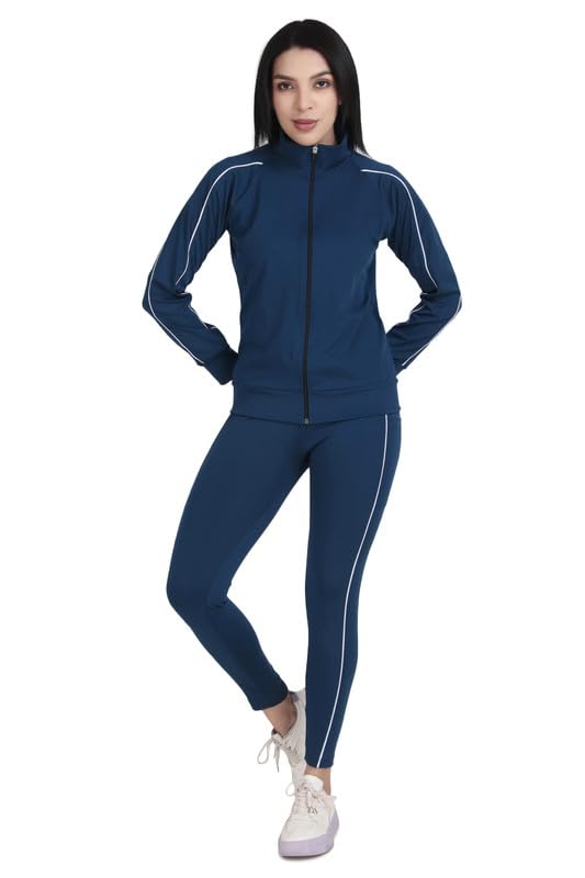 benzos Women’s Gym Wear Tracksuit Set with Zipper Jacket and Stretchable Pants | Breathable Workout Activewear |-picture-15